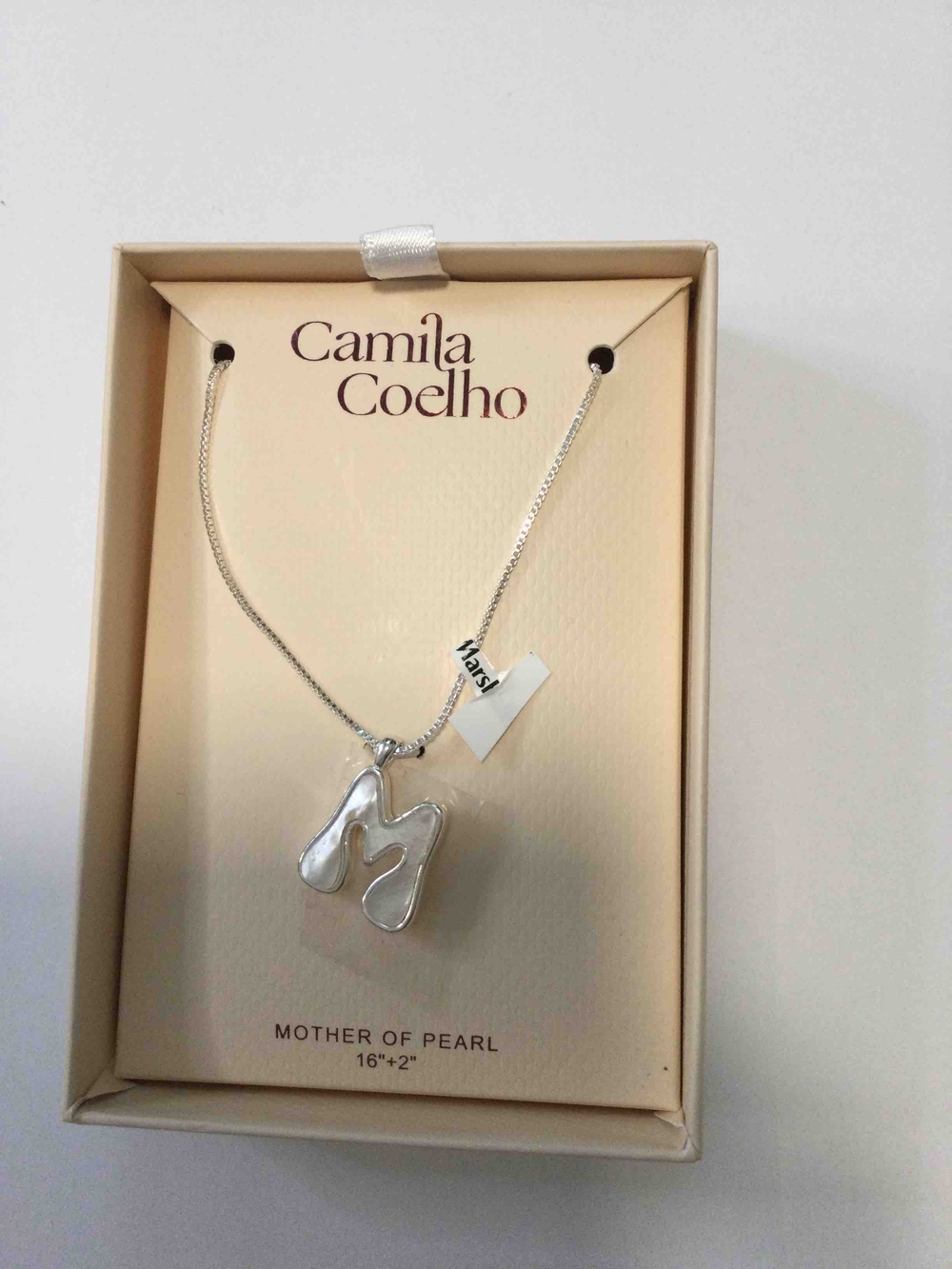 Camila Coelho Silver Mother-of-Pearl 'M' Initial Pendant Necklace